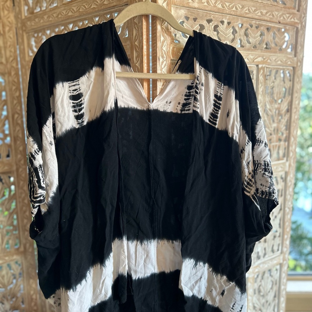 Black and White Tie-Dye Kaftan